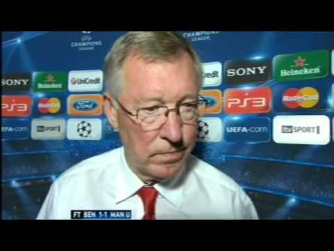 Alex Ferguson Gets Frustrated With Reporter – Benfica vs Manchester United 1-1